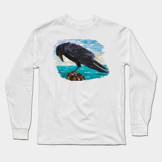 Raven by the sea Long Sleeve T-Shirt by rand0mity